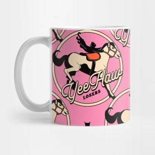 Yee Haw Black Cat Pattern in pink Mug